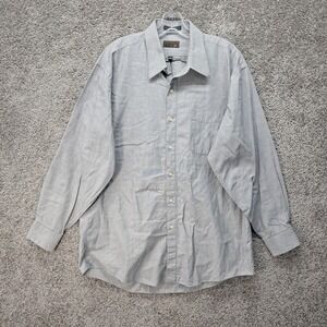 Tailors Row Finery Mens Gray 100% Cotton Button Down Shirt Size 16 32/33